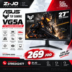 ASUS TUF Gaming VG27AQM5A Gaming Monitor 27" QHD(2560x1440), 300Hz, Fast IPS, ELMB Sync, 0.3ms (GTG) 95% DCI-P3, HDR10, Display Widget Center w/ Speakers