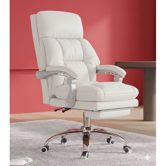 XSMYdpUS Genuine Leather Office Chair 440lbs Wide Seat Ergonomic Desk Chair, with 90°-170° Adjustable Back and Retractable Footrest Swivel Computer Task Chair,B