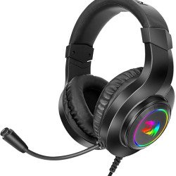 Redragon H260 Hylas Wired Gaming Headset, 50 mm Drivers, Stereo Surround Sound, Noise-Canceling Microphone, Dynamic RGB Backlight, Over-Ear Headphones Works for PC/PS4/XBOX ONE/NS, Black