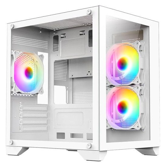 710 Gaming Case Full Glass 3 fan white