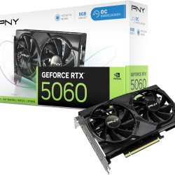 PNY NVIDIA GeForce RTX™ 5060 OC Dual Fan, Graphics Card (8GB GDDR7, 128-bit, SFF-Ready, PCIe® 5.0, HDMI®/DP 2.1, 2-Slot, NVIDIA Blackwell Architecture, DLSS 4)
