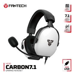 Fantech HG30 7.1 (White) Virtual Surround USB Wired Ultra Comfort Gaming Headset w/ Omnidirectional Noise Cancelling Microphone & Built-In Volume Controls