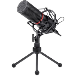 Redragon BLAZAR GM300 Gaming Stream Microphone , -45±3dB Sensitivity, ≤2.2kΩ Impedance, 20Hz-20kHz, Custom Circle LED Color, 16mm Big Condenser, Tripod Stand & Windscreen Included