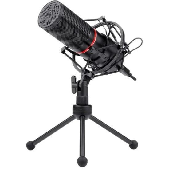 Redragon BLAZAR GM300 Gaming Stream Microphone , -45±3dB Sensitivity, ≤2.2kΩ Impedance, 20Hz-20kHz, Custom Circle LED Color, 16mm Big Condenser, Tripod Stand & Windscreen Included