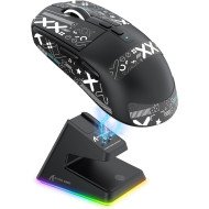  ATTACK SHARK X6 Lightweight Wireless Gaming Mouse with RGB Backlight Charging Base,Tri-Mode Wired/2.4GHz/BT5.2,26K DPI, PAW3395 Optical Sensor,