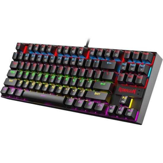 Redragon K552 KUMARA 87 Keys Mechanical Gaming Keyboard RGB LED Backlit Wired Anti-Dust Proof Blue Switches - Black
