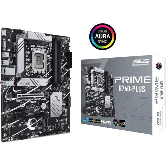 ASUS PRIME B760M-R D4, Intel 14th 13th 12th Series, LGA 1700/DDR4/PCIe 4.0/2xM.2 - mATX Gaming MotherBoard