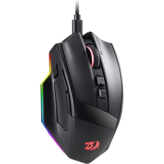 Redragon M813 RGB Wired Gaming Mouse with 4D Dual Mode Scroll Wheel, Ergonomic Optical Mouse 16000 DPI High Precision Sensor 3333 7 Macro Keys, Supported Software