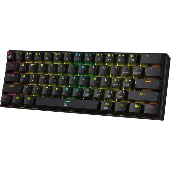 Redragon K630 Dragonborn 60% Wired RGB Gaming Keyboard, 61 Keys Compact Mechanical Keyboard with Linear Red Switch, Pro Driver Support, Black