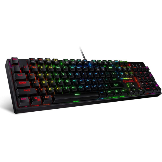 Redragon K582 RGB Mechanical Gaming Keyboard, 100% 104 Keys Standard Layout Gaming Keyboard with Double-Shot ABS Keycaps, Dynamic 16.8M RGB Backlit & Linear Red Switch, Redefine Software Supported