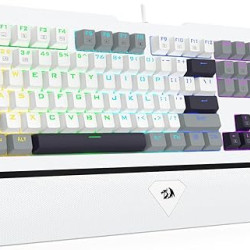 Redragon K558 Mechanical Gaming Keyboard Wired, Rainbow LED Backlit, Blue Switches, 104 Keys Anti-Ghosting, Wrist Rest, Metal Frame, Durable Keycaps for Computer PC Mac Xbox Gamers
