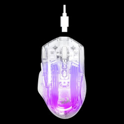 Redragon Wired Gaming Mouse, 24,000 DPI, 7 Programmable Button, 2 Side Buttons, 8 RGB LED Backlit Mode, Clear Transparent Shell, Light up Gamer Mice, Soft Cable for PC/Mac/Xbox, White