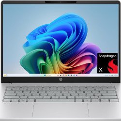 HP OmniBook 3 14 inch Next Gen AI PC, 2K Display, Snapdragon X X1-26-100, 16 GB RAM, 512 GB SSD, Qualcomm Adreno GPU, Windows 11 Home, Glacier Silver