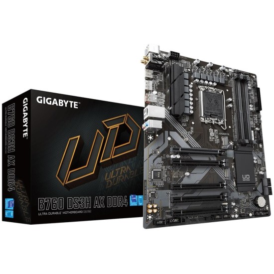 GIGABYTE B760 DS3H AX (WiFi 6E), Intel 13th 12th Series, LGA 1700/DDR4/PCIe 4.0/2xM.2 - ATX Gaming MotherBoard