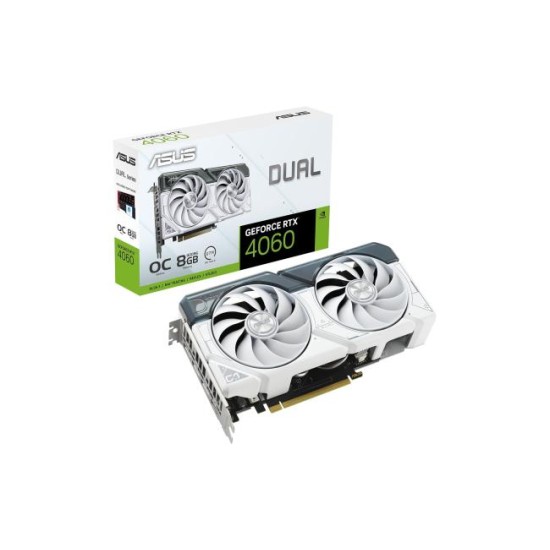 ASUS Dual GeForce RTX™ 4060 OC Edition 8GB GDDR6 PCIe 4.0 DLSS 3 Axial-tech Fan Design 0dB Technology - White