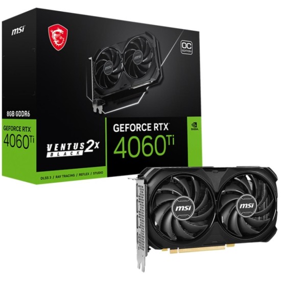 MSI GeForce RTX 4060 Ti VENTUS 2X BLACK 8GB OC GDDR6 - Graphics Card