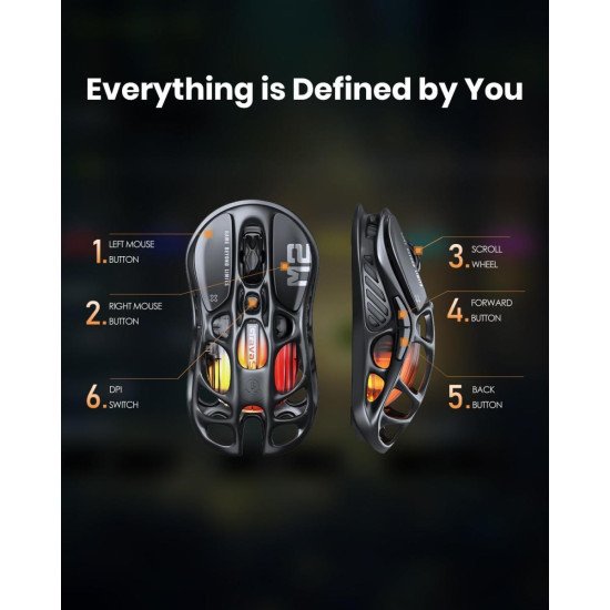 GravaStar Mercury M2 Pro Wireless Gaming Mouse - Gunmetal Gray