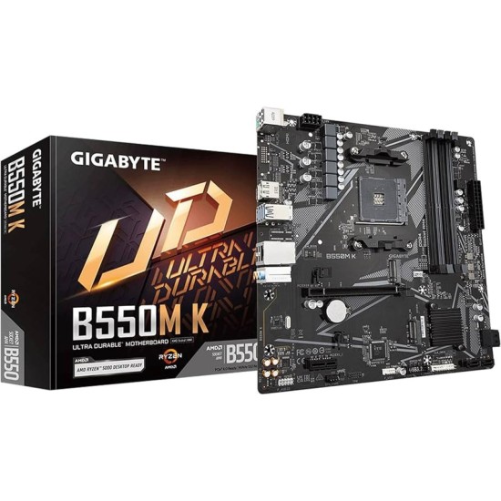 GIGABYTE B550M K AMD AM4 RYZEN 5000, 4000, 3000 Series /DDR4/PCIe 4.0/2xM.2 - mATX Motherboard