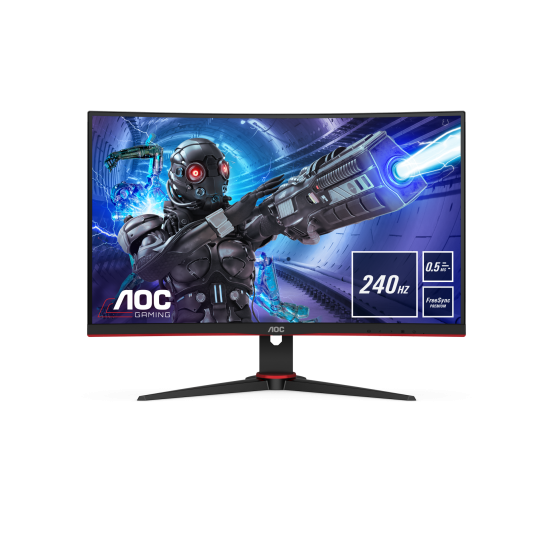 AOC C27G2Z 27" Curved Frameless Ultra-Fast Gaming Monitor, FHD 1080p, 0.5ms 240Hz, FreeSync, HDMI/DP/VGA, Height Adjustable, 3-Year Zero Dead Pixel Guarantee, Black, Xbox PS5 Switch