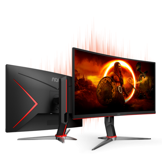 AOC C27G2Z 27" Curved Frameless Ultra-Fast Gaming Monitor, FHD 1080p, 0.5ms 240Hz, FreeSync, HDMI/DP/VGA, Height Adjustable, 3-Year Zero Dead Pixel Guarantee, Black, Xbox PS5 Switch