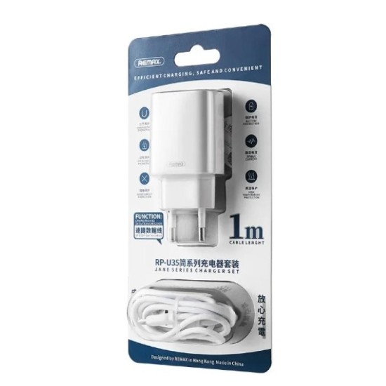 Remax RP-U35 EU Wall Charger with 2 Charging Ports for Lightning Port -Iphone