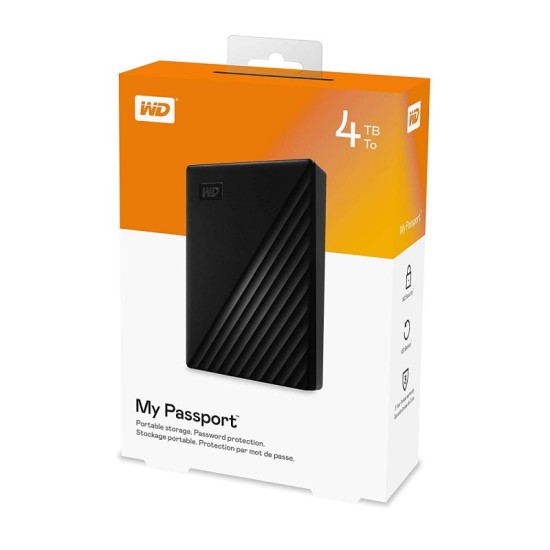 WD 4TB My Passport Portable External Hard Drive HDD, USB 3.0, USB 2.0 Compatible, Slim design