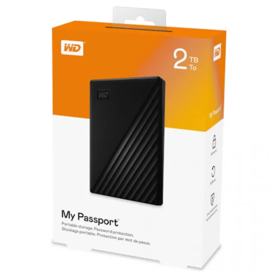 WD 2TB My Passport Portable External Hard Drive HDD, USB 3.0, USB 2.0 Compatible