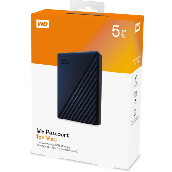 WD 5TB My Passport Portable External Hard Drive HDD, USB 3.0, USB 2.0 Compatible