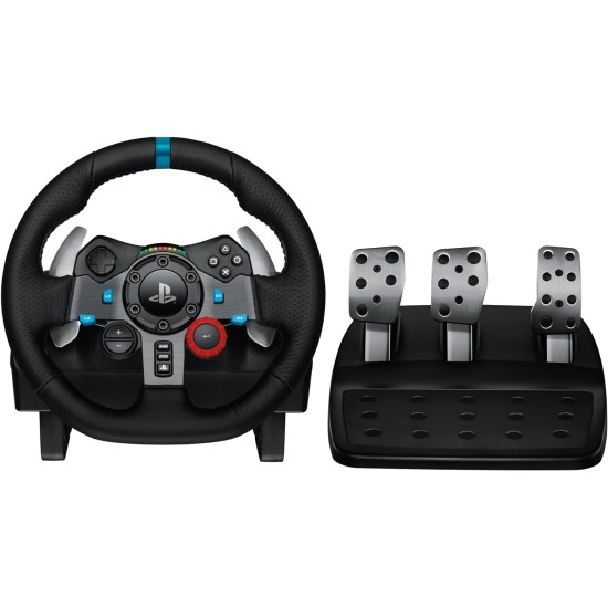 Logitech G29 Driving Force Racing Wheel and Floor Pedals, Real Force Feedback, Stainless Steel Paddle Shifters, Leather Steering Wheel Cover for PS5, PS4, PC, Mac - Black