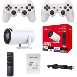 Retro Console Projector - 2-In-1 Professional Game Projector, 4k Hd Projector With Built-In Retro Games, Smart Tv Projector For Indoor & Outdoor, Christmas Gift For Kids