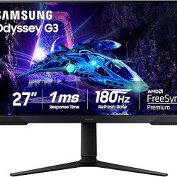 Samsung 27-Inch Odyssey G3 (G30D) Series FHD Gaming Monitor, 1ms, 180Hz, AMD FreeSync, Adjustable Stand, Black Equalizer, Virtual Aim Point, Eye Saver Mode, Flicker-Free, LS27DG302ENXZA