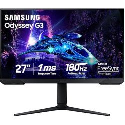 Samsung 27-Inch Odyssey G3 (G30D) Series FHD Gaming Monitor, 1ms, 180Hz, AMD FreeSync, Adjustable Stand, Black Equalizer, Virtual Aim Point, Eye Saver Mode, Flicker-Free, LS27DG302ENXZA