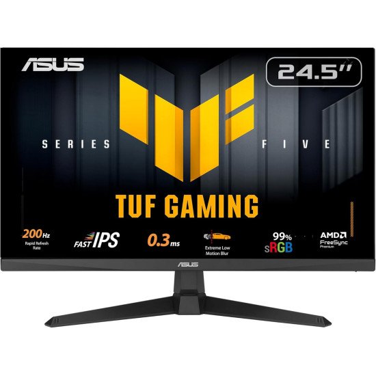 ASUS TUF Gaming 24.5” 1080P Monitor (VG259Q5A) – Full HD, 200Hz, 0.3ms, Fast IPS, Extreme Low Motion Blur, FreeSync Premium, Speakers, DisplayWidget Center, 3 yr Warranty