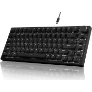 Attack Shark ajazz AK820 Mechanical Gaming Keyboard with Knob 75% Keyboard Hot Swappable Type-C Wired Gasket 5-Layer Noise Absorbing Foam White LED Backlit NKRO Linear Red Switch for PC/Win/Mac