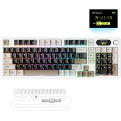 ATTACK SHARK X98PRO Wireless Mechanical Keyboard,Multi-Function Knob&TFT Screen,Tri-Mode BT/2.4GHz/USB-C Keyboard,Hot-Swappable RGB Backlit,4000mAh 98 Keys,Cloud Drive,for Win/Mac/Linux