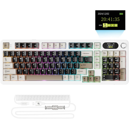 ATTACK SHARK X98PRO Wireless Mechanical Keyboard,Multi-Function Knob&TFT Screen,Tri-Mode BT/2.4GHz/USB-C Keyboard,Hot-Swappable RGB Backlit,4000mAh 98 Keys,Cloud Drive,for Win/Mac/Linux