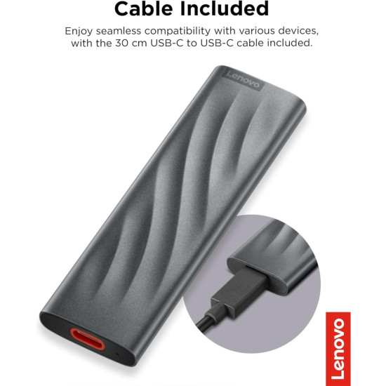 Lenovo 512GB PS8 Portable SSD External Type-C USB 3.2 Gen 2 With Upto 1050 MB/s Read, 1000 MB/s Write