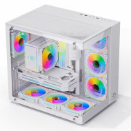 NOWMAN CS015 Pro Mid-Tower Gaming PC Case with Tempered Glass Side Panel and Pre-Installed ARGB Fans White