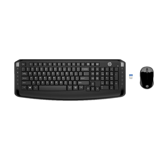 HP 300 Wireless Keyboard and Mouse Combo Arabic / English Layout - Black HP 300 Wireless Keyboard and Mouse Combo Arabic / English Layout - Black