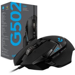 Logitech G502 HERO, Fully Programmable 11 Buttons W/ Hero 25K Sensor RGB High Performance Gaming Mouse (Comes w/ Leather Cord)