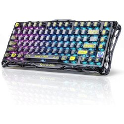 GravaStar Mercury K1 Lite 75% Gaming Keyboard, 2.4GHz/BT/Wired Tri-Mode Wireless Keyboard, Gasket Hot Swappable Mechanical Keyboard, Pre-lubed Linear Switches, RGB Backlit -Transparent Black