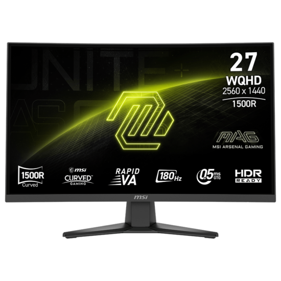 Gaming Monitor MSI MAG 275CQF E18, Curve 1500R 27" 2K, 180Hz, 0.5ms Rapid VA, HDR Ready, AMD FreeSync™, Black / 3 Years Warranty