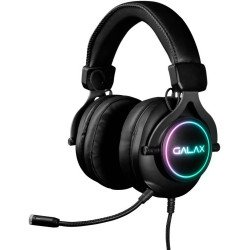 Galax SONAR-03 On Ear Gaming Headphones with Professional Mic | 7.1 Virtual Dynamic Surround Sound | RGB LED Lights | Premium Leather Earmuffs | USB Braided Cable | Adjustable Headband (Black)