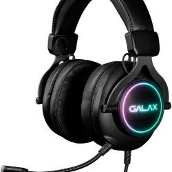 Galax SONAR-03 On Ear Gaming Headphones with Professional Mic | 7.1 Virtual Dynamic Surround Sound | RGB LED Lights | Premium Leather Earmuffs | USB Braided Cable | Adjustable Headband (Black)