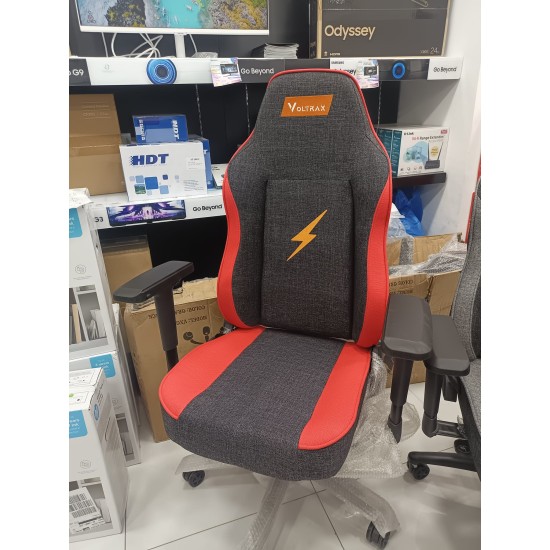 VOLTRAX GAMING CHAIR, THINKNED SEAT, Rubber Wheel, Fabric - Red & Black