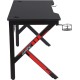 Gaming Desk Computer Table Stable Metal Frame w/Cup Holder Headphone Hook - Black طاولة جيمنج كمبيوتر