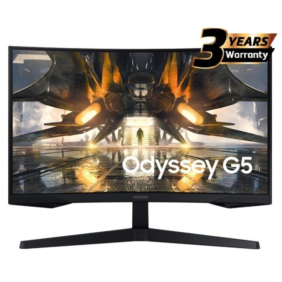 Samsung Odyssey G5 27" 165Hz 1Ms 2K (2560 x 1440) VA,HDR10, 1000R Curved FreeSync Premium-Black-Gaming Monitor