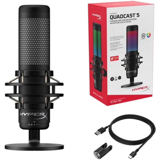 HyperX QuadCast S – RGB USB Condenser Microphone for PC, PS4, PS5 and Mac