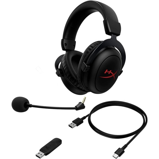 HyperX Cloud II Core Wireless (2.4GHz) Gaming Headset w/ DTS:X Spatial Audio, Memory Foam, Detachable Noise-Cancelling Mic, Up to 80 Hours Of Battery Life For PC