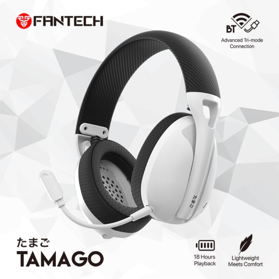 FANTECH TAMAGO WHG01 LIGHTWEIGHT Wireless & Wired & Bluetooth HEADSET – WHITE